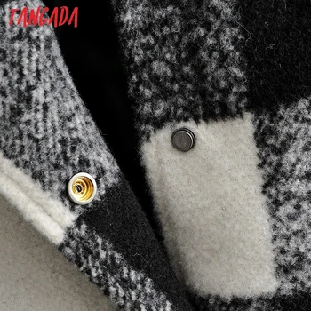Tangada Moterų pledas modelis Stori Paltai Striukės Prarasti ilgomis rankovėmis kišenėje 2020 Ponios Elegantiška Rudens ir Žiemos paltai 3R18