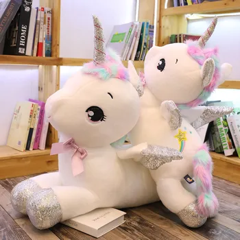 30-80cm Milžinišką Kawaii Baltas Vienaragis Pliušiniai Žaislai, Minkšti Kimštiniai Unicornio Minkšta Pagalvėlė Lėlės Mielas Gyvūnų Arklių Dovana Vaikams Mergaitėms