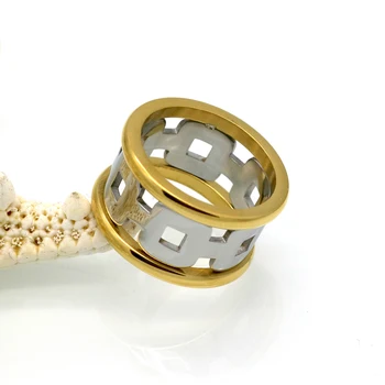 BORASI 12mm Pločio Markės Dizaino Aukso Sidabro Spalvos Grandinės Žiedas, Skirtas Moterims, Vyrams, Punk 316L Nerūdijančio Plieno Žiedai Metalo Piršto Papuošalai