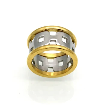 BORASI 12mm Pločio Markės Dizaino Aukso Sidabro Spalvos Grandinės Žiedas, Skirtas Moterims, Vyrams, Punk 316L Nerūdijančio Plieno Žiedai Metalo Piršto Papuošalai