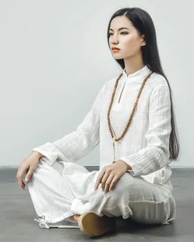 Aransue Meditacija Moterų Zen Rudens Žiemos Budos Prarasti Medvilnės Ir Lino Koordinatės