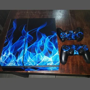 Mėlyna Ugnis Vinilo Padengti Decal PS4 Odos Lipdukai PS4 Konsolės ir 2 Kontroleriai
