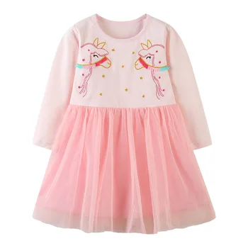 Mažai specialistė, vaikų mergaičių mados prekės ženklo rudenį kūdikių, mergaičių drabužiai puoštas suknelė Medvilnės kišenės bamblys mergina suknelės S0507
