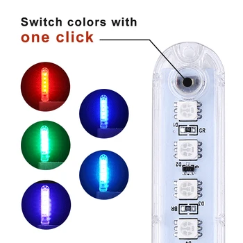 DC5V LED USB Mini Naktį Žibintai 8LEDs Spalvinga Atmosfera Lempos Mygtuką Perjungti 7 Spalvų, Reguliuojamas Apšvietimas, Apdaila Galios Bankas