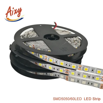 LED Juosta 5050 DC12V 60LEDs/m 5m/daug Lanksti RGB LED Šviesos juostelės Juosta SMD5050 Neon juostelės Ryškios lempos Patalpų lauko papuošti