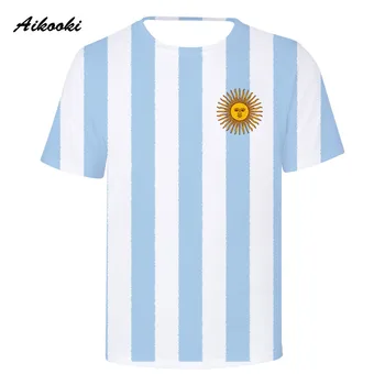 Aikooki Argentinos Nacionalinės Vėliavos 3D T-shirt Vyrai / Moterys Medvilnės Marškinėlius 3D Spausdinimo Argentinos Vėliavos Berniukas/Mergaitė Marškinėliai Mados Streetwear