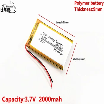 Geras Qulity Litro energijos baterija 3.7 V,2000mAH 903759 Polimeras ličio jonų / Li-ion baterija tablet pc BANKAS,GPS,mp3,mp4