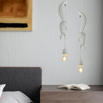 Modernus Nordic LED priedai veltiniams, vilna Lempa Voverė Formos Kūrybiškumą E27 Sieniniai šviestuvai, Miegamojo Valgomasis Gyvenamasis Kambarys, Vaikų Kambarys namų Dekoro