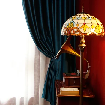 Šviesos Prabangūs prancūzų Stiliaus Užuolaidų svetainė, Valgomasis, Miegamasis Deep Sea Blue Baroko Užuolaidos VelvetAll Juoda Spalvinimas Užuolaidų
