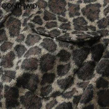GONTHWID Storio Marškinėliai Kailis Streetwear Hip-Hop Atsitiktinis Leopard 