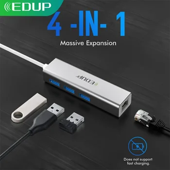 EDUP USB C HUB 1000Mbps 3 jungtys USB 3.0 Tipo C HUB USB į Rj45 Gigabit Ethernet Adapter MacBook 