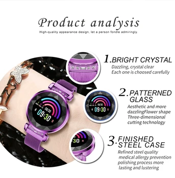 2020 Ponios Smart Žiūrėti OLED Spalvų Ekranas, Diamond Smartwatch Moterų Mados Fitness Tracker Širdies ritmo monitorius Relógio feminino