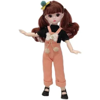30 CM BJD Doll, Makiažas, Suknelė Iki 1/6 Žaislas 12 Kilnojamojo Sujungta BJD Doll Vaikams Cute Mados 3D Akis Princesė Mergina-Geriausia Dovana Naujas