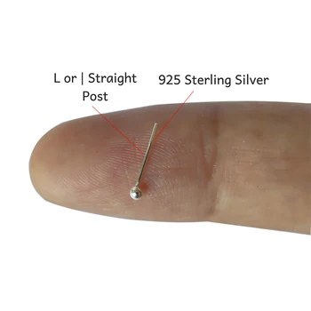 925 Sterlingas sidabro 1,5 mm, 2mm sumaišyti dydžio kamuolys nosies stud indijos nosies auskarų 20pcs/pak