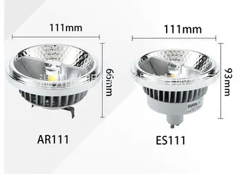 Pritemdomi LED AR111 lempa 12w 15w G53 GU10 led AR111 ES111 LED prožektorius AC85-265V Nemokamas pristatymas