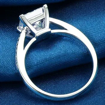 14 KARATŲ Balto Princess Square Deimanto Žiedas Moterims Sidabro Spalvos Cirkonis imulation Deimanto Žiedas Vestuvės Vestuvinis Žiedas Fine Jewelry