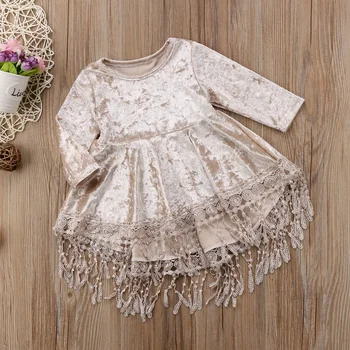 Labai Rekomenduojama Princesė Vaikams, Kūdikių Gėlių Mergaitės Suknelė Aksominė Kutas Šalis Suknelė Chalatai 6M-5T