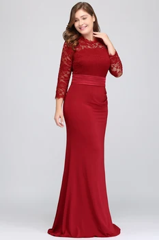Pigūs Raudona Undinėlės Ilgai Bridesmaid, Suknelės, plius dydis 2019 Paprasta Grindų Ilgis Undinė Aukštos Kokybės Satino Tarnaitė Garbės Suknelė
