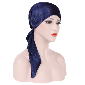 Elastinės medvilnės turbaną šalikas spausdinti apvyniokite galvą skara Skrybėlės musulmonų turbaną variklio dangčio moterų Vidinis Hijab Skrybėlę moterų turbantes kepurės
