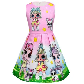 Lol Lėlės Mergaitės Vaikams, Kūdikių Suknelės Mergina Princesė Birthday Party Dress Vasaros Sleevless Vestido Kalėdos LOL Suknelė