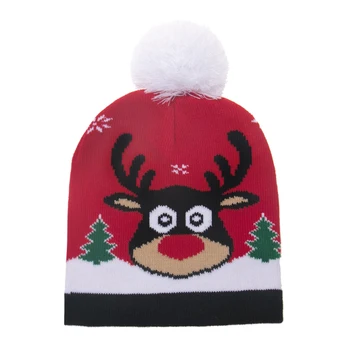FOXMOTHER Naujas Mados Raudona Santa Claus Sniego Pompom Megzti Beanie Kepurės Žiemos Skrybėlę Vaikams, Vaikų Berniukų Kalėdų