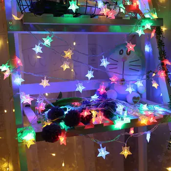 20/40/60 Star LED Šviesos Eilutę Šmėžavimas Girliandas USB Baterija Kalėdų Lempos Atostogų Šalis Vestuvių Dekoratyvinis Pasakų Žibintai