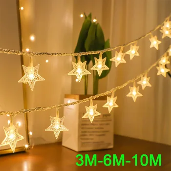 20/40/60 Star LED Šviesos Eilutę Šmėžavimas Girliandas USB Baterija Kalėdų Lempos Atostogų Šalis Vestuvių Dekoratyvinis Pasakų Žibintai
