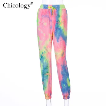 Chicology Neon Kaklaraištis Dažų Poilsiu Aukšto Juosmens Ilgai Baggy Pants Moterų Sweatpants Laisvas Kelnes 2020 M. Žiemą, Rudenį Drabužių Streetwear