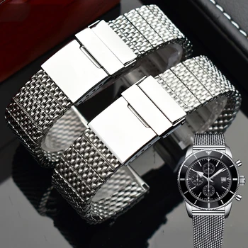 316L nerūdijančio plieno watchband vyrų Breitling Apyrankės juostelės su lankstymo sagtimi 22mm 24mm sidabro juoda