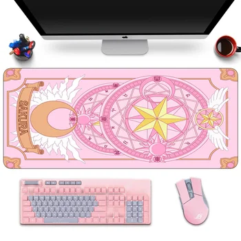 Didelis Anime Rožinė šliuzo vartai Kortelės Kilimėlis Žaidėjus Mielas Kawaii XL Gumos Žaidimų Pelės Mygtukai Otaku Fiksavimo Krašto Nešiojamas Nešiojamojo kompiuterio Stalas Kilimėlis