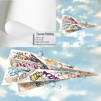 Grafiti Meno Popieriaus Origami Airplane Spausdinti Plakato ir Spausdina Drobės Tapybos Sienos Menas Nuotraukas Kambarį Namo Apdaila
