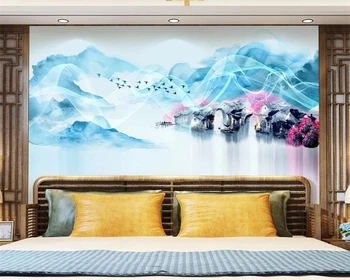 Beibehang Pritaikyti sienos dokumentų namų dekoro naują rašalo peizažas paukščių miegamojo kambarį foną