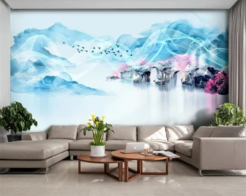 Beibehang Pritaikyti sienos dokumentų namų dekoro naują rašalo peizažas paukščių miegamojo kambarį foną