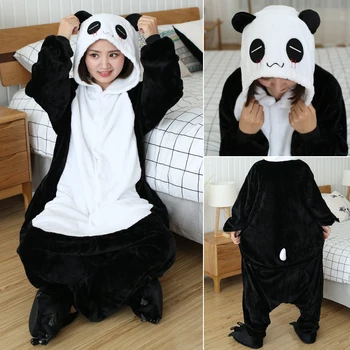 Žiemos Vienaragis Pižama Kigurumi Dygsnio Gyvūnų Sleepwear Panda Onesies Moterys Vyrai Unisex Suaugusiųjų Flanelė Nightie Namų Drabužių Rinkiniai