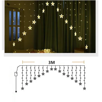3M 16 LED Žvaigždžių Užuolaidų String Žiburiai Kalėdų Pasakų Žibintai Girliandą Vestuvių Namų Šaliai Gimtadienio Girliandą Romantiškas Dekoro ES Lempos