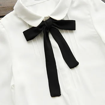 Mados Baltos Palaidinės Šifono Juodosios Ponios Topai Marškinėliai Moteriška 2 stilius Kaklaraištis Visos Lankas Mokyklą Peter Palaidinė Atsitiktinis Apykaklę, Elegantiškas