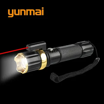 Galingas UV Raudona Laster+T6 LED, 3 Rūšių Medžioklės Žibintuvėlis 4000 Liumenų Zoom Taktinis Flash Šviesos Fakelas už 18650 / AAA Baterijos