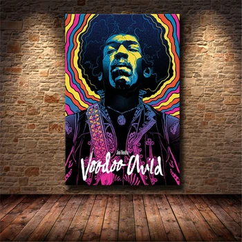 Garsaus Roko Žvaigždės Jimi Hendrix Kūrybos Plakatas Drobės Tapybos HD Spausdinimo Dekoratyvinis Dažymas Kambarį Apdaila