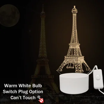 Prancūzijos Eifelio Bokštas Dekoratyvinės 3D Lempos Akrilo Naktį Šviesos Daugiaspalvis Apšvietimas Šalies Atmosferą LED USB Mielas Kalėdų Dovana