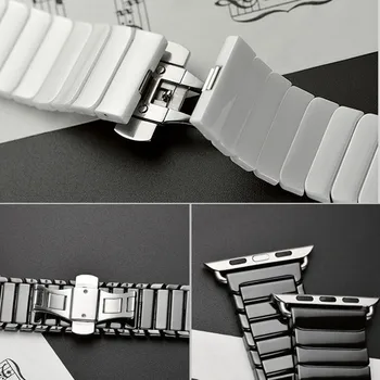 Keramikos Diržu, Apple Watch Band 44 mm 40mm iwatch juosta 42mm 38mm Prabangus Nerūdijančio plieno sagtis apyrankė 
