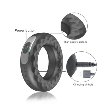 10 Dažnio Erekcija Užrakto Žiedas Vibruojantis Varpos Žiedas USB Įkrovimo Gaidys Žiedas Atidėti Ejakuliacija Silikono Sekso žaisliukai Vyrams