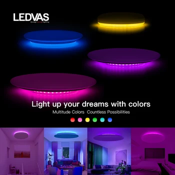 LEDVAS smart lubų šviesos WIFI balso kontrolės 28W 36W 55W 68W RGB tamsos APP kontrolės kambarį, miegamojo, virtuvės lubų lempa