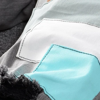 Vyrų lokys siuvinėjimo kratinys pilkos spalvos džinsus Streetwear išsiuvinėti plonas liesas ruožas džinsinio audinio kelnės