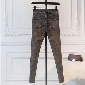 Aukštos juosmens džinsai moterų nauja rudens 2020 korėjos versija universalus plonas ir aukštos elastinga stora Antblauzdžiai
