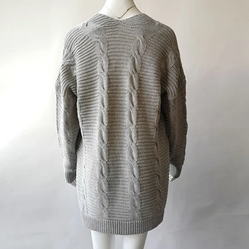 Rudenį, žiemą mezgimo ilgas megztinis Moteriška minkštas laisvas megztinis moterų megztinis kailis Priežastinis šiltas megztinis megztinis viršutiniai drabužiai negabaritinių