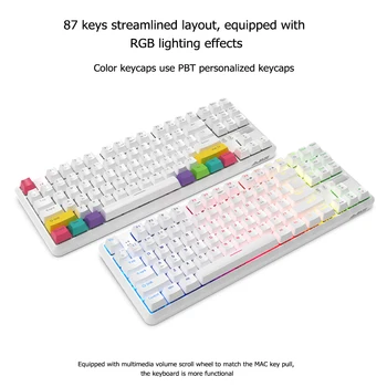 K870T Tipas C+Bluetooth 3.0 Dual Mode Belaidę Klaviatūrą, 87 Mygtukai RGB Mechaninė Switch Keyboard PC Nešiojamas kompiuteris 