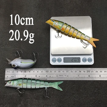 10cm 20.9 g žvejybos masalas 6 segmentus plaukti masalas Metalo, Plieno Kablys Jaukų 3Deyes Modeliavimas Žuvų Odos gėlo vandens universalios