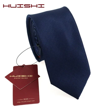 HUISHI 8CM 8 Stilių Vyrų Kietas Tamsiai Mėlynos Spalvos Kaklo Kaklaraištis 6cm Vandeniui Žakardo Necktie Kasdien Dėvėti Cravat Vestuves Vyrams