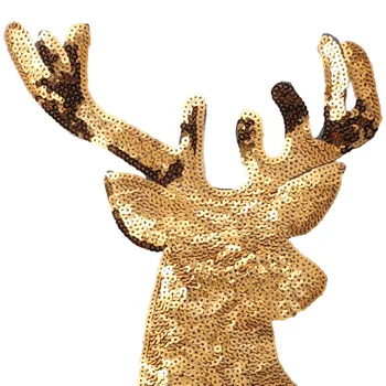 10vnt aukso ir sidabro Naujų didelių blizgančiais Kalėdų elnias siuvinėjimo pleistras geležies aplikacijos drabužių priedai