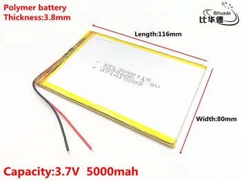 2vnt, 3,7 V,5000mAH 3880116 (polimeras ličio jonų baterija) Li-ion baterija tablet pc 7 colių 8 colių ŽAISLAS,CENTRINIS BANKAS,GPS,mp3,mp4